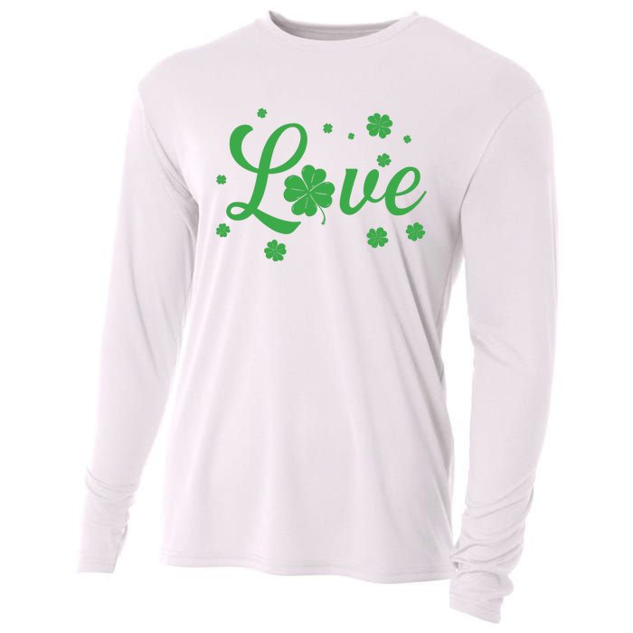 Love Green Shamrocks St Patricks Day Cooling Performance Long Sleeve Crew