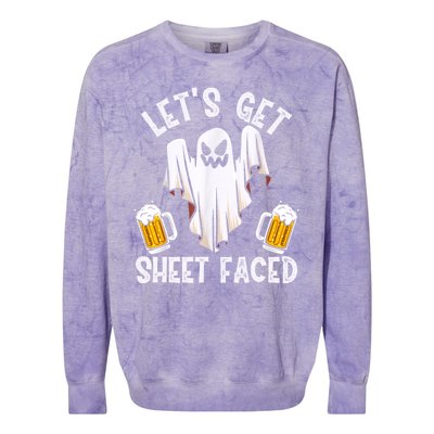 Lets Get Sheet Faced Boo Beer Halloween Colorblast Crewneck Sweatshirt