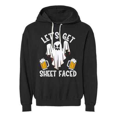 Lets Get Sheet Faced Boo Beer Halloween Garment-Dyed Fleece Hoodie