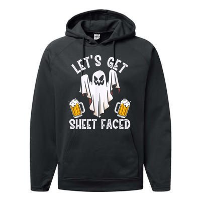 Lets Get Sheet Faced Boo Beer Halloween Performance Fleece Hoodie