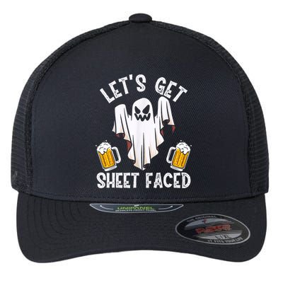 Lets Get Sheet Faced Boo Beer Halloween Flexfit Unipanel Trucker Cap