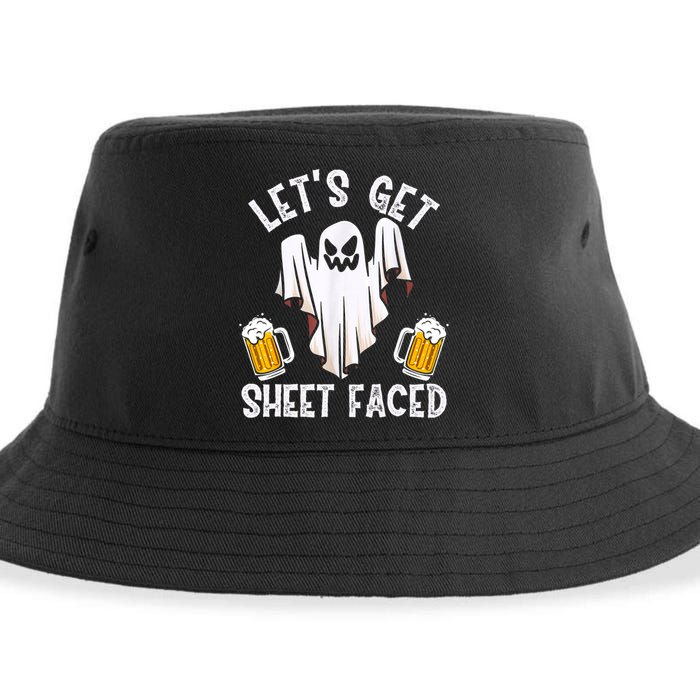 Lets Get Sheet Faced Boo Beer Halloween Sustainable Bucket Hat