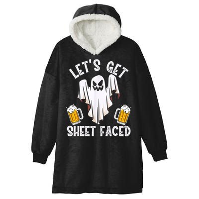 Lets Get Sheet Faced Boo Beer Halloween Hooded Wearable Blanket