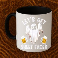 Lets Get Sheet Faced Boo Beer Halloween Mug