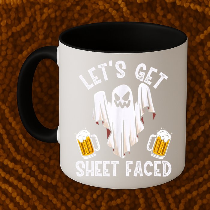 Lets Get Sheet Faced Boo Beer Halloween Mug