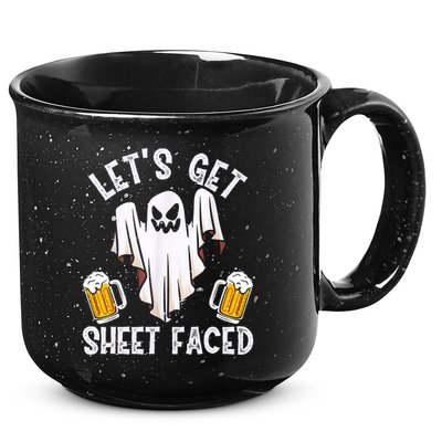 Lets Get Sheet Faced Boo Beer Halloween 15oz Campfire Ceramic Mug