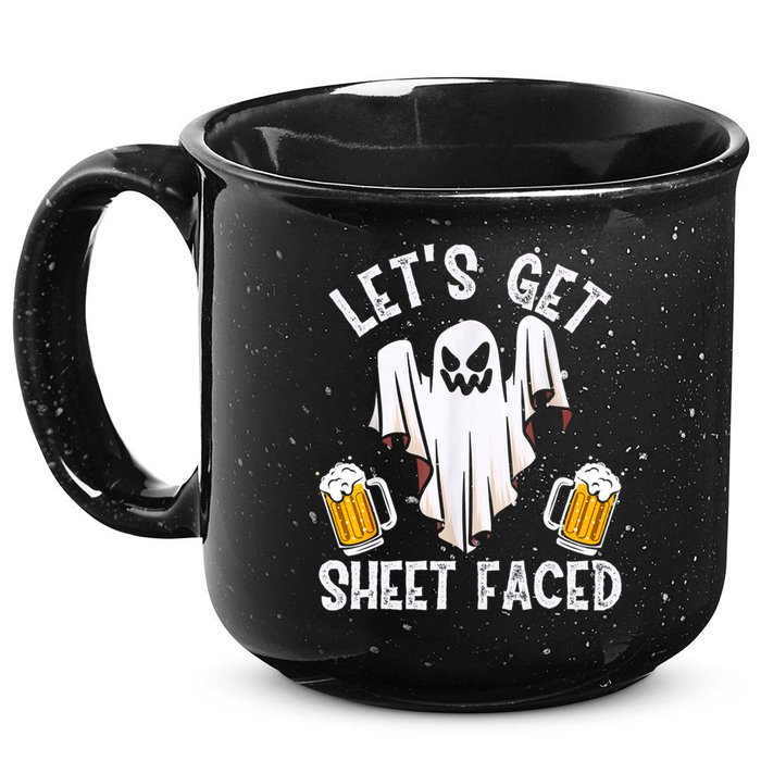 Lets Get Sheet Faced Boo Beer Halloween 15oz Campfire Ceramic Mug