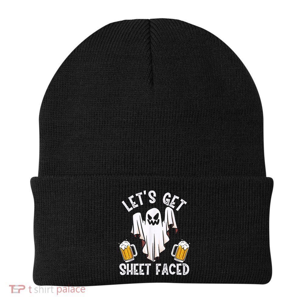 Lets Get Sheet Faced Boo Beer Halloween Beanie