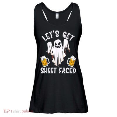 Lets Get Sheet Faced Boo Beer Halloween Ladies Essential Flowy Tank