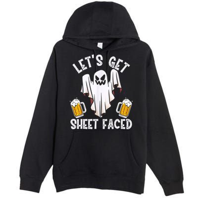 Lets Get Sheet Faced Boo Beer Halloween Premium Pullover Hoodie