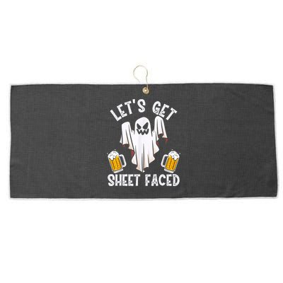 Lets Get Sheet Faced Boo Beer Halloween Large Microfiber Waffle Golf Towel
