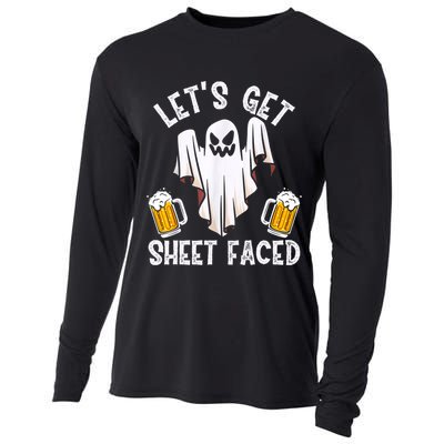 Lets Get Sheet Faced Boo Beer Halloween Cooling Performance Long Sleeve Crew