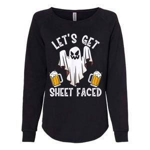 Lets Get Sheet Faced Boo Beer Halloween Womens California Wash Sweatshirt