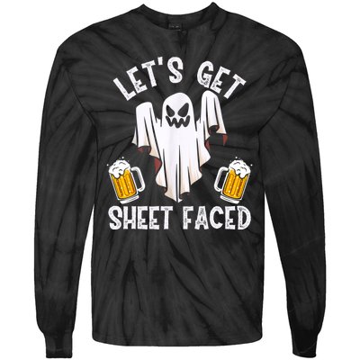 Lets Get Sheet Faced Boo Beer Halloween Tie-Dye Long Sleeve Shirt