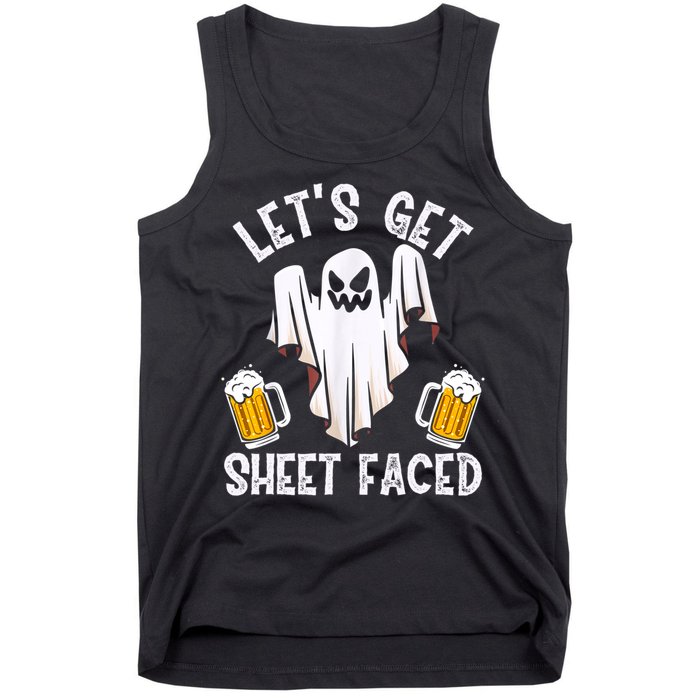 Lets Get Sheet Faced Boo Beer Halloween Tank Top