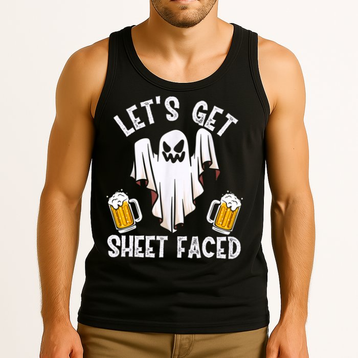 Lets Get Sheet Faced Boo Beer Halloween Tank Top
