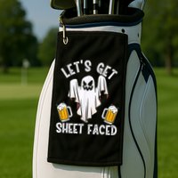 Lets Get Sheet Faced Boo Beer Halloween Golf Towel