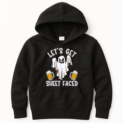 Lets Get Sheet Faced Boo Beer Halloween Kids Hoodie