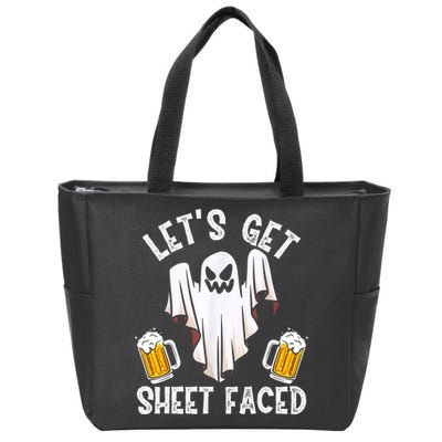 Lets Get Sheet Faced Boo Beer Halloween Zip Tote Bag