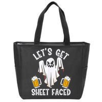 Lets Get Sheet Faced Boo Beer Halloween Zip Tote Bag