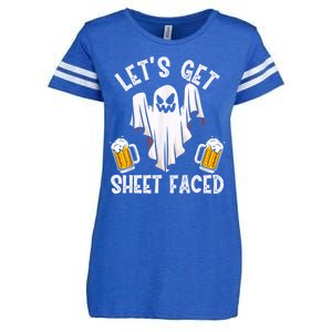 Lets Get Sheet Faced Boo Beer Halloween Enza Ladies Jersey Football T-Shirt