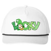 Lucky Gnome St Patricks Day Irish Shamrock Horseshoe Clovers Snapback Five-Panel Rope Hat