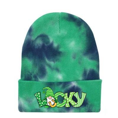 Lucky Gnome St Patricks Day Irish Shamrock Horseshoe Clovers Tie Dye 12in Knit Beanie