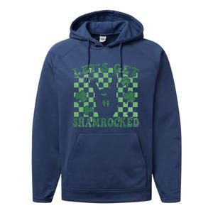 Let's Get Shamrocked Retro Clover Saint Patrick's Day Performance Fleece Hoodie