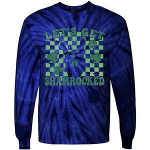 Let's Get Shamrocked Retro Clover Saint Patrick's Day Tie-Dye Long Sleeve Shirt