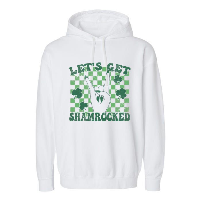 Let's Get Shamrocked Retro Clover Saint Patrick's Day Garment-Dyed Fleece Hoodie