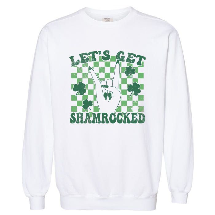 Let's Get Shamrocked Retro Clover Saint Patrick's Day Garment-Dyed Sweatshirt