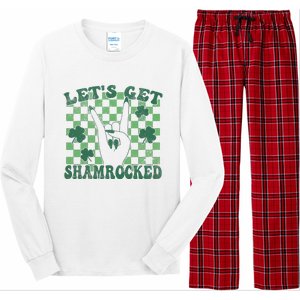 Let's Get Shamrocked Retro Clover Saint Patrick's Day Long Sleeve Pajama Set