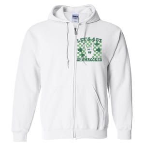 Let's Get Shamrocked Retro Clover Saint Patrick's Day Full Zip Hoodie