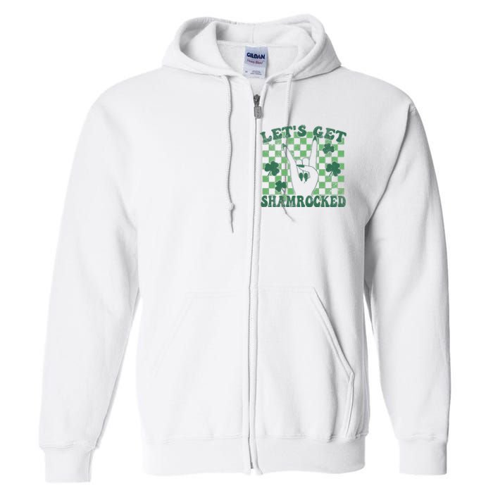 Let's Get Shamrocked Retro Clover Saint Patrick's Day Full Zip Hoodie