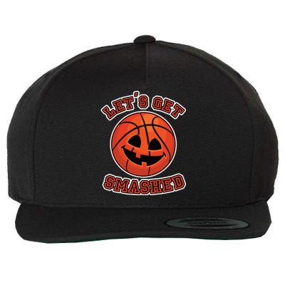 Lets Get Smashed Funny Pumpkin Basketball Halloween Cool Gift Wool Snapback Cap