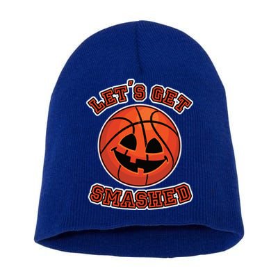 Lets Get Smashed Funny Pumpkin Basketball Halloween Cool Gift Short Acrylic Beanie