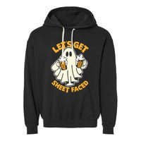 Lets Get Sheet Faced Funny Ghost Halloween Party Drinking Garment-Dyed Fleece Hoodie