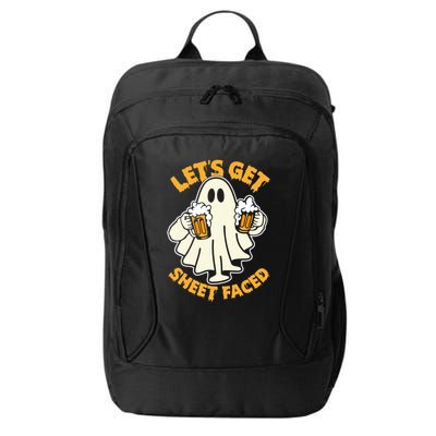 Lets Get Sheet Faced Funny Ghost Halloween Party Drinking City Backpack