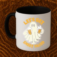 Lets Get Sheet Faced Funny Ghost Halloween Party Drinking Mug