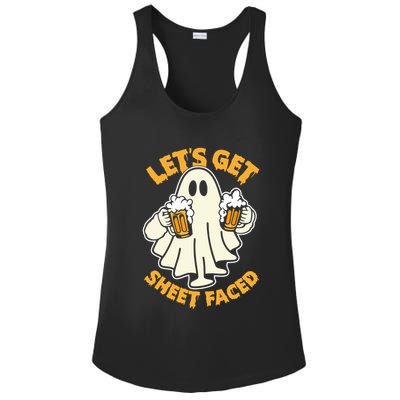 Lets Get Sheet Faced Funny Ghost Halloween Party Drinking Ladies PosiCharge Competitor Racerback Tank