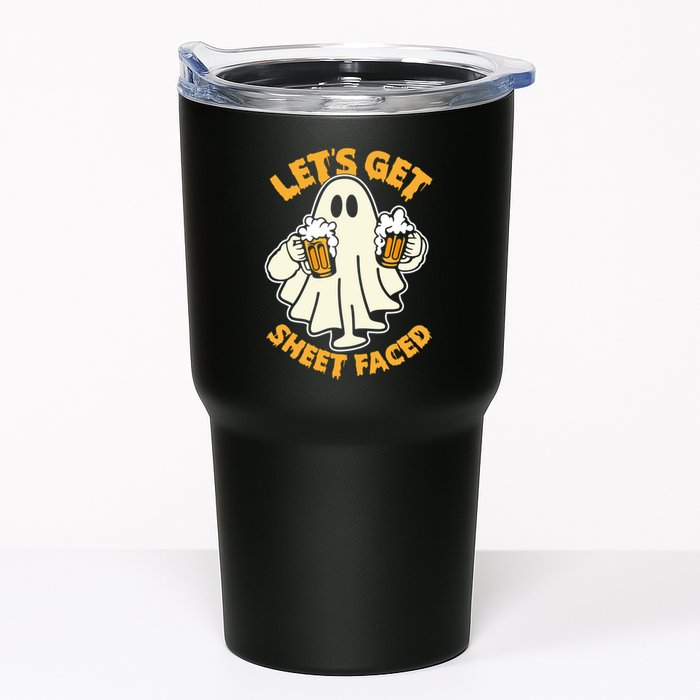 Lets Get Sheet Faced Funny Ghost Halloween Party Drinking Tumbler