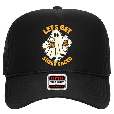 Lets Get Sheet Faced Funny Ghost Halloween Party Drinking Trucker Hat