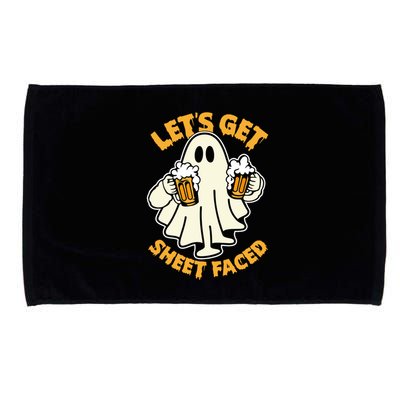 Lets Get Sheet Faced Funny Ghost Halloween Party Drinking Microfiber Hand Towel