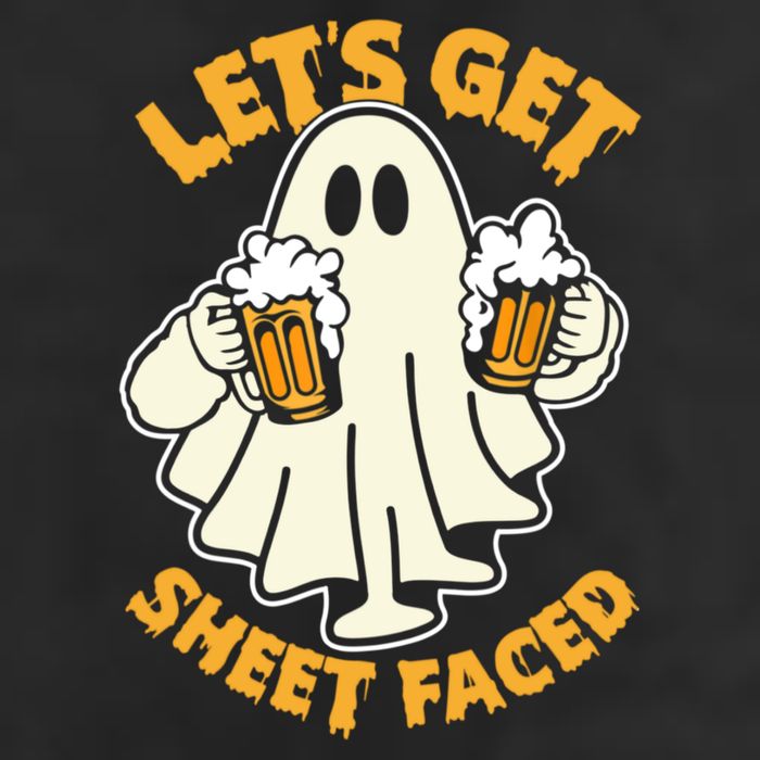 Lets Get Sheet Faced Funny Ghost Halloween Party Drinking Microfiber Hand Towel