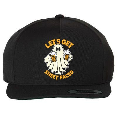 Lets Get Sheet Faced Funny Ghost Halloween Party Drinking Wool Snapback Cap