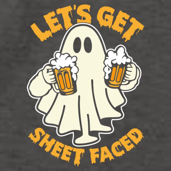 Lets Get Sheet Faced Funny Ghost Halloween Party Drinking Vector Backpack