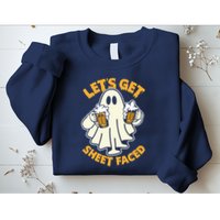 Lets Get Sheet Faced Funny Ghost Halloween Party Drinking Sweatshirt
