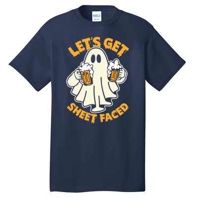 Lets Get Sheet Faced Funny Ghost Halloween Party Drinking Tall T-Shirt