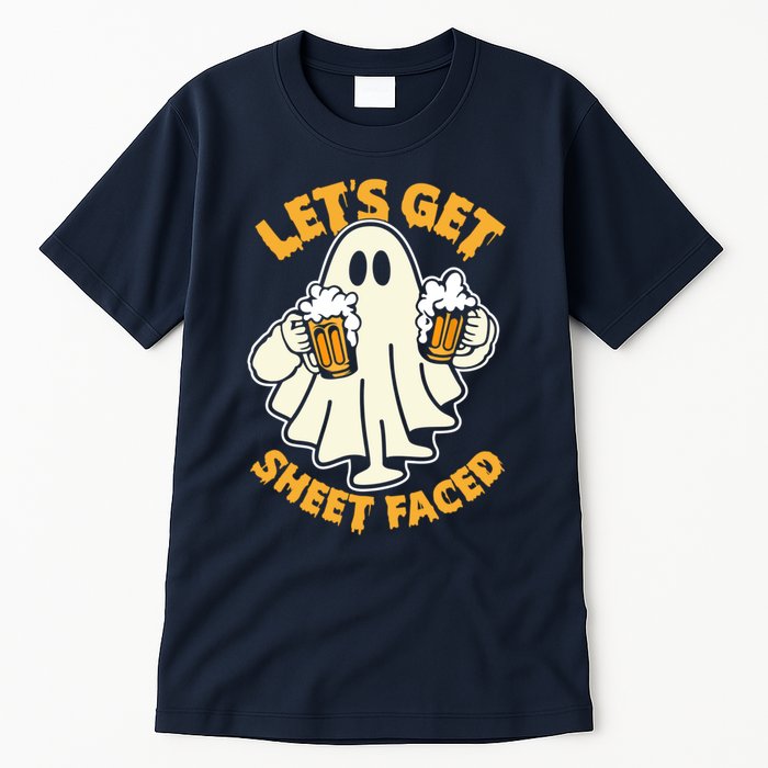 Lets Get Sheet Faced Funny Ghost Halloween Party Drinking Tall T-Shirt