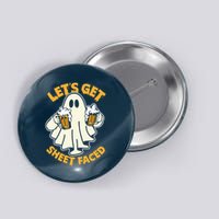 Lets Get Sheet Faced Funny Ghost Halloween Party Drinking Button